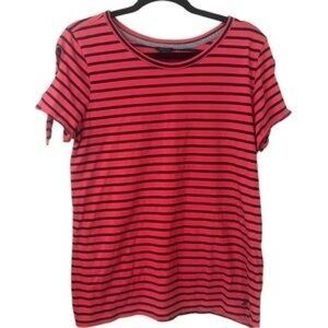 Nautica Red and Black Striped Short Sleeve Tee